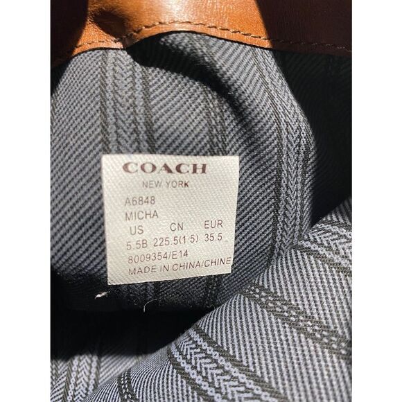 Coach Women's Micha Wide Calf Tall Leather Riding Boots Cinnamon Size 5.5 - Picture 6 of 7